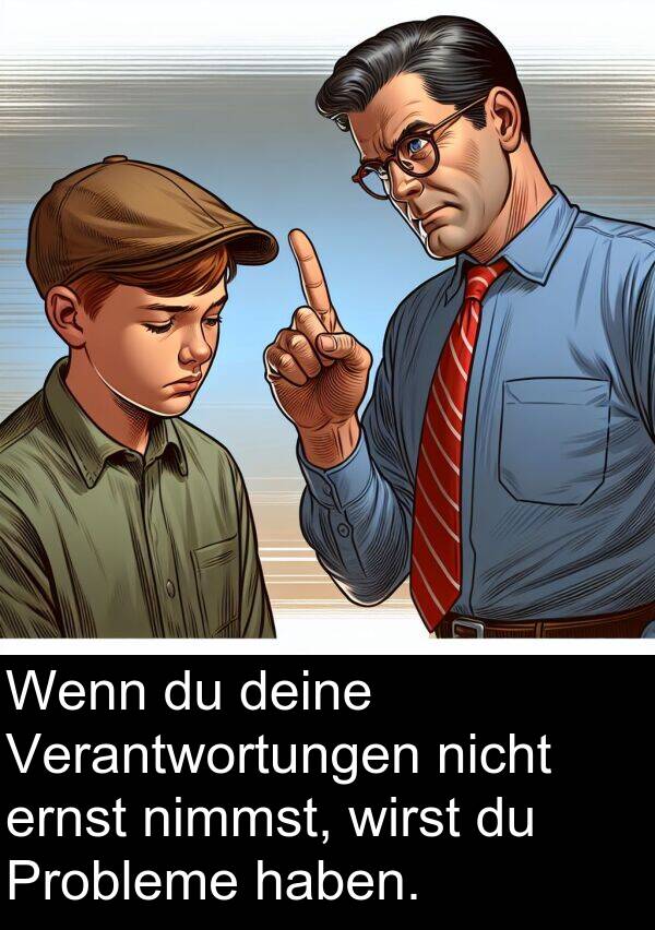 deine: Wenn du deine Verantwortungen nicht ernst nimmst, wirst du Probleme haben.