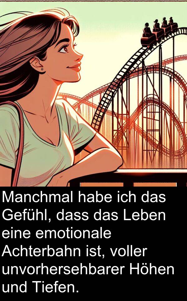 Tiefen: Manchmal habe ich das Gefühl, dass das Leben eine emotionale Achterbahn ist, voller unvorhersehbarer Höhen und Tiefen.