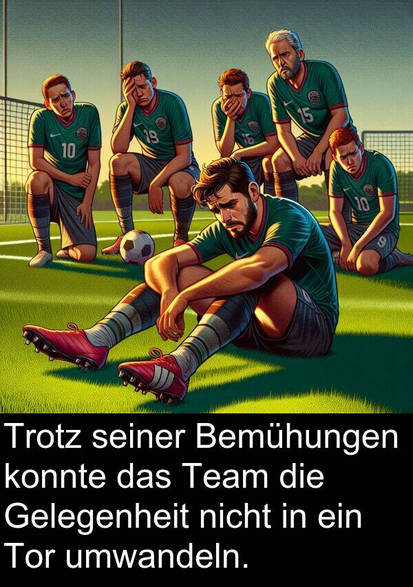 konnte: Trotz seiner Bemühungen konnte das Team die Gelegenheit nicht in ein Tor umwandeln.