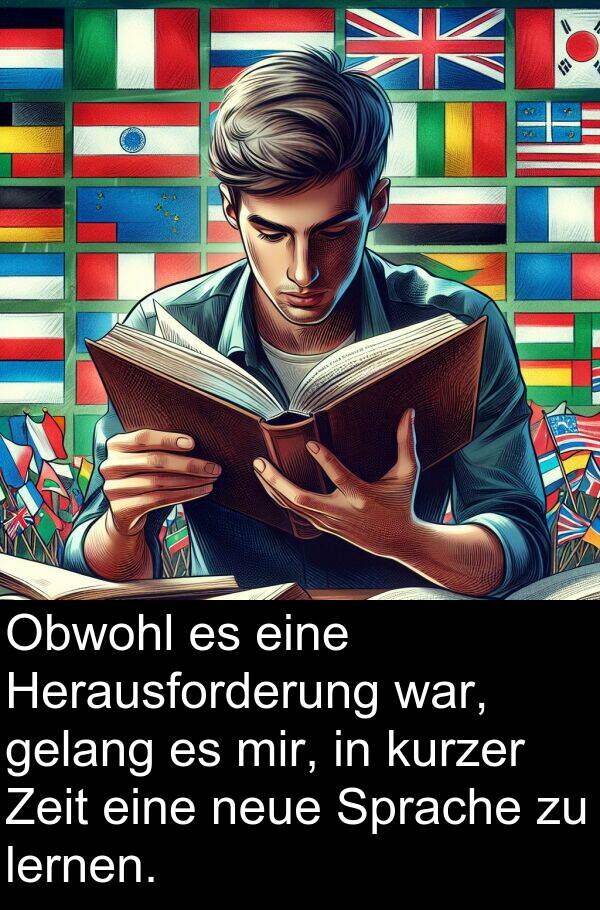 Zeit: Obwohl es eine Herausforderung war, gelang es mir, in kurzer Zeit eine neue Sprache zu lernen.
