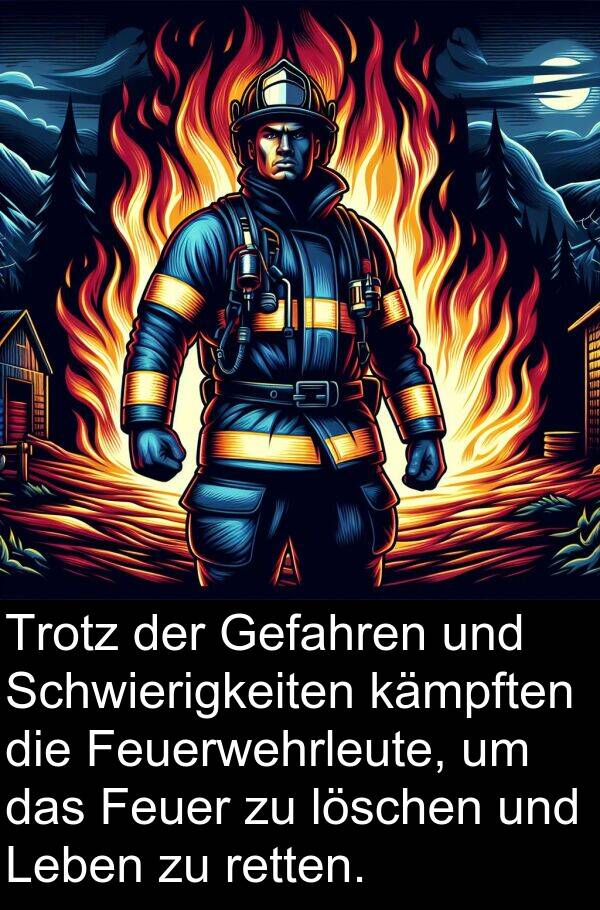 kämpften: Trotz der Gefahren und Schwierigkeiten kämpften die Feuerwehrleute, um das Feuer zu löschen und Leben zu retten.