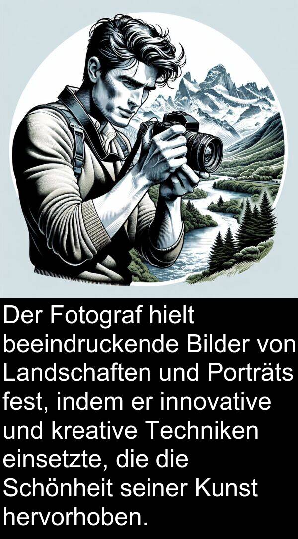 fest: Der Fotograf hielt beeindruckende Bilder von Landschaften und Porträts fest, indem er innovative und kreative Techniken einsetzte, die die Schönheit seiner Kunst hervorhoben.
