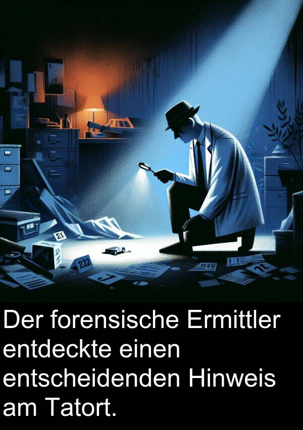 Tatort: Der forensische Ermittler entdeckte einen entscheidenden Hinweis am Tatort.