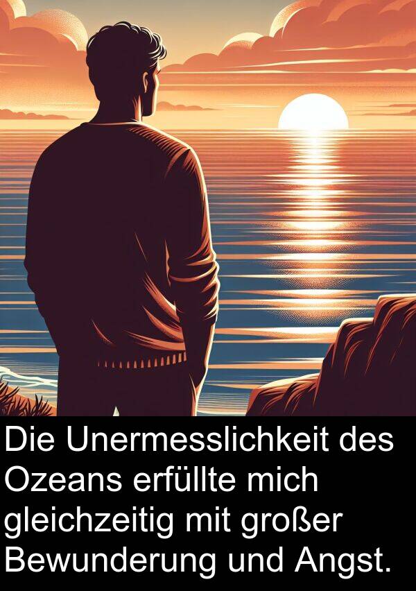 Bewunderung: Die Unermesslichkeit des Ozeans erfüllte mich gleichzeitig mit großer Bewunderung und Angst.