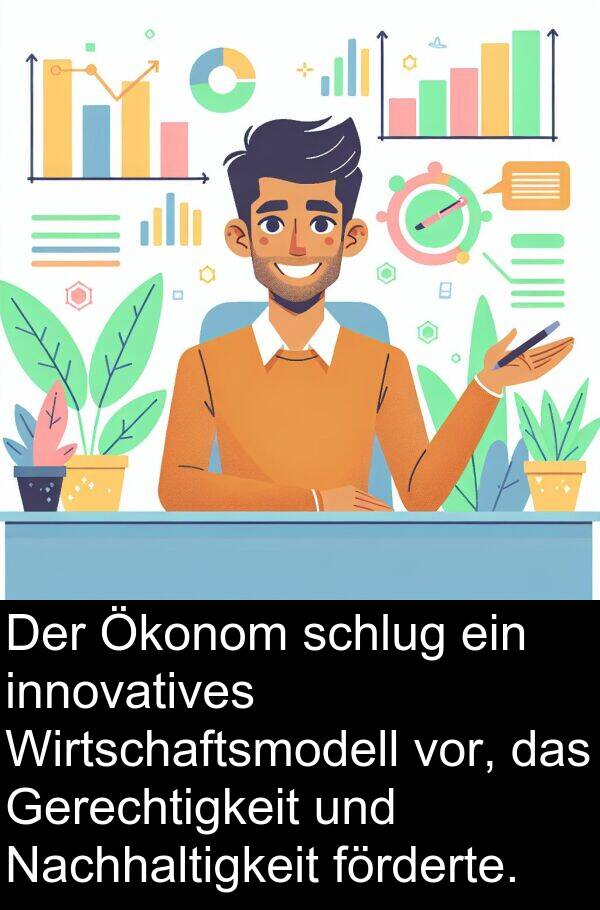 förderte: Der Ökonom schlug ein innovatives Wirtschaftsmodell vor, das Gerechtigkeit und Nachhaltigkeit förderte.