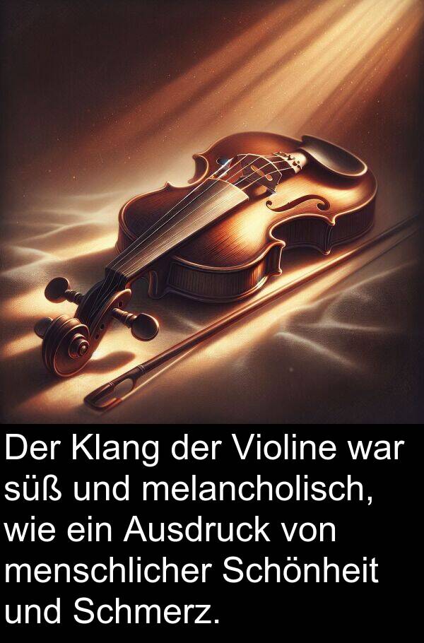 Ausdruck: Der Klang der Violine war süß und melancholisch, wie ein Ausdruck von menschlicher Schönheit und Schmerz.