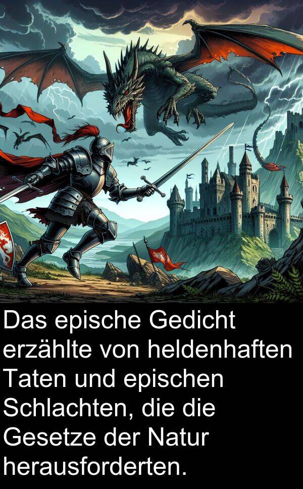Gesetze: Das epische Gedicht erzählte von heldenhaften Taten und epischen Schlachten, die die Gesetze der Natur herausforderten.