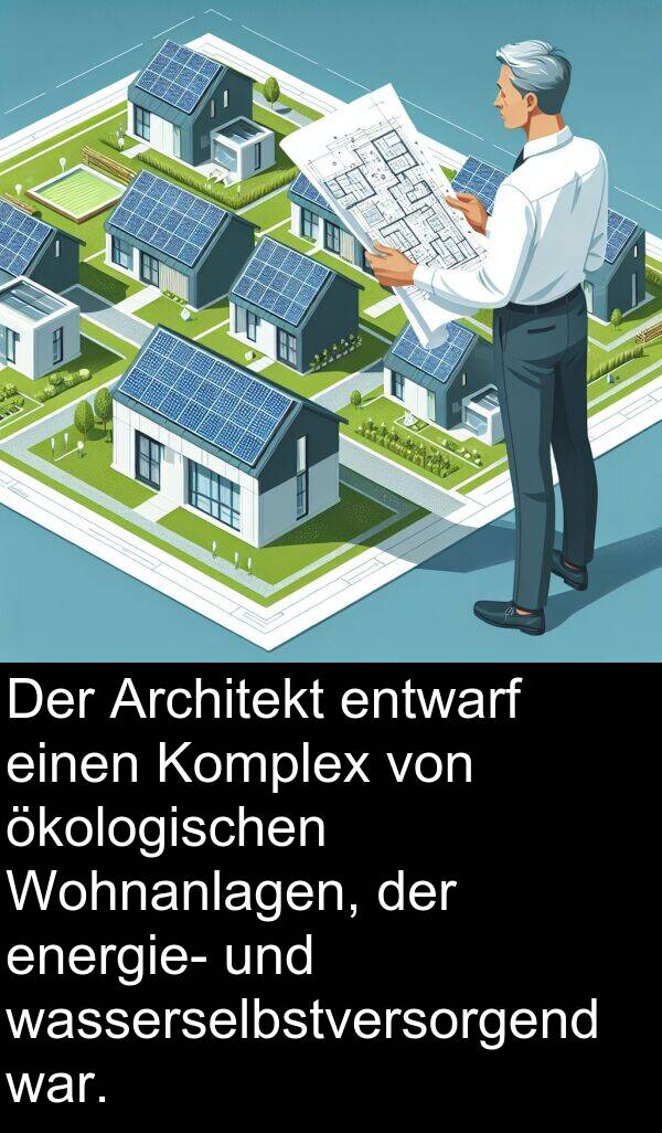 Wohnanlagen: Der Architekt entwarf einen Komplex von ökologischen Wohnanlagen, der energie- und wasserselbstversorgend war.