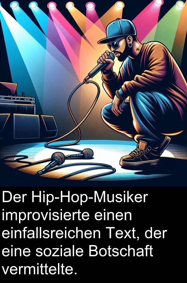 soziale: Der Hip-Hop-Musiker improvisierte einen einfallsreichen Text, der eine soziale Botschaft vermittelte.