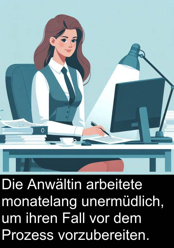 Fall: Die Anwältin arbeitete monatelang unermüdlich, um ihren Fall vor dem Prozess vorzubereiten.