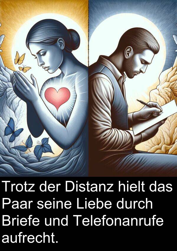 hielt: Trotz der Distanz hielt das Paar seine Liebe durch Briefe und Telefonanrufe aufrecht.