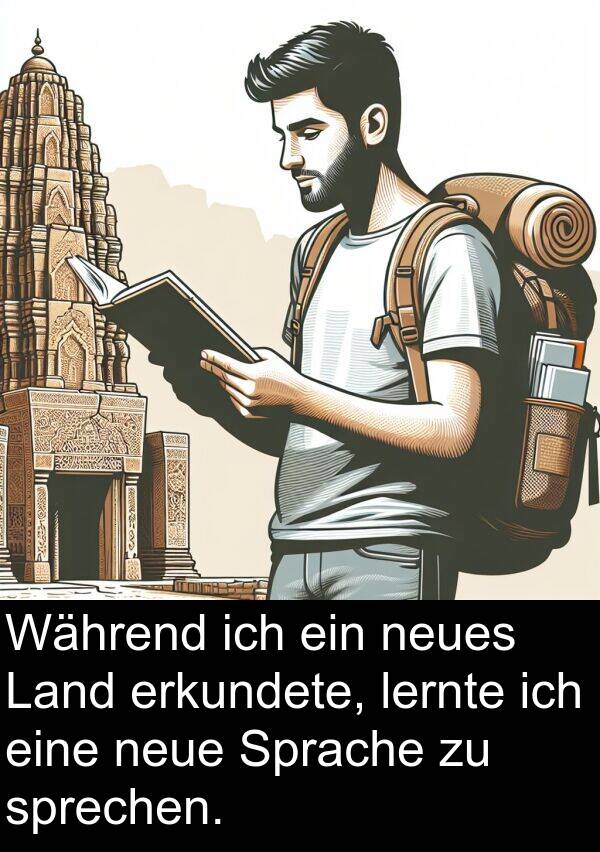 lernte: Während ich ein neues Land erkundete, lernte ich eine neue Sprache zu sprechen.