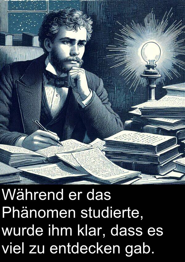 viel: Während er das Phänomen studierte, wurde ihm klar, dass es viel zu entdecken gab.