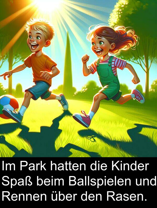 Spaß: Im Park hatten die Kinder Spaß beim Ballspielen und Rennen über den Rasen.