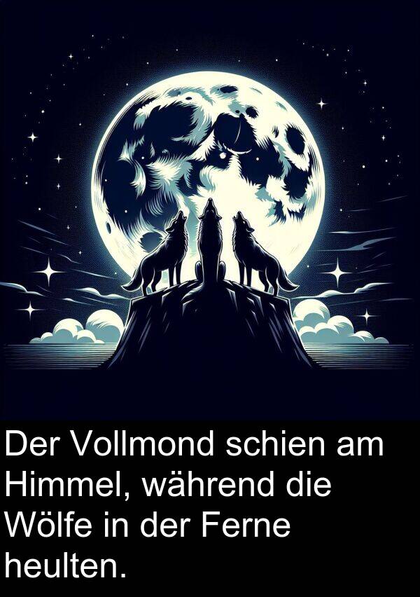 Wölfe: Der Vollmond schien am Himmel, während die Wölfe in der Ferne heulten.