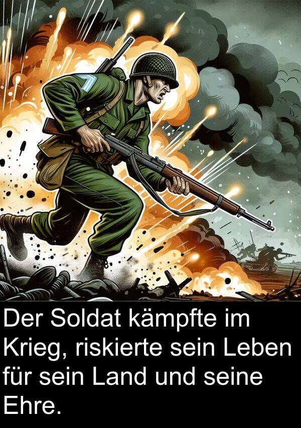 kämpfte: Der Soldat kämpfte im Krieg, riskierte sein Leben für sein Land und seine Ehre.