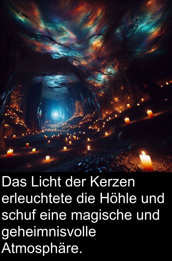 magische: Das Licht der Kerzen erleuchtete die Höhle und schuf eine magische und geheimnisvolle Atmosphäre.