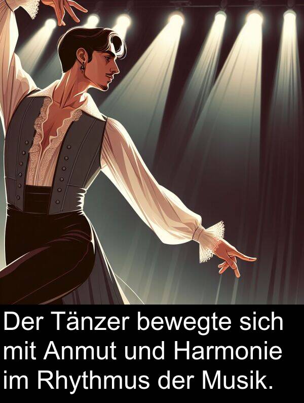 Rhythmus: Der Tänzer bewegte sich mit Anmut und Harmonie im Rhythmus der Musik.