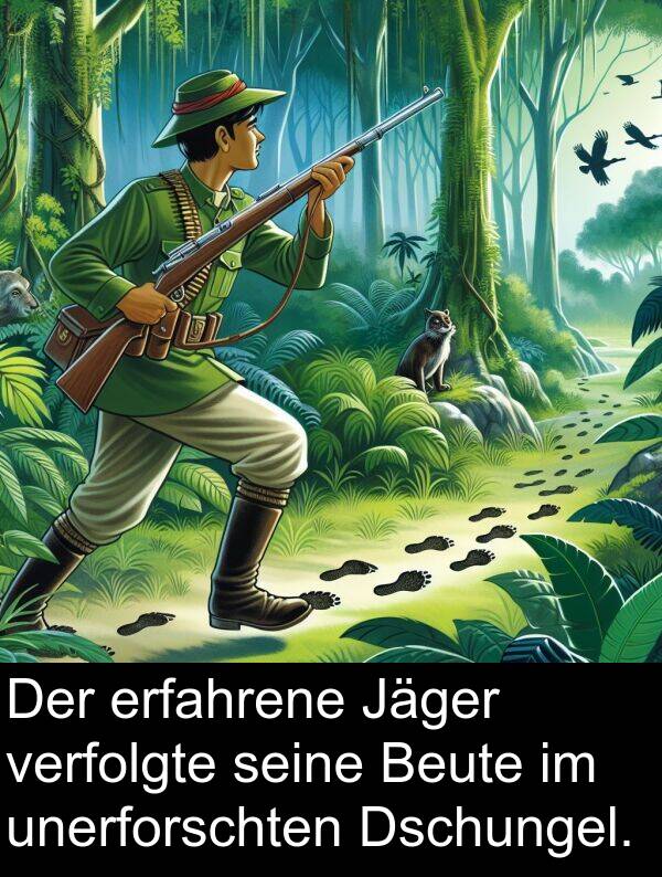 Dschungel: Der erfahrene Jäger verfolgte seine Beute im unerforschten Dschungel.