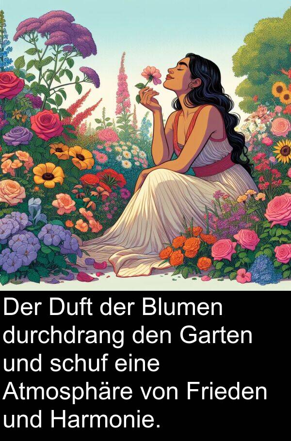 Frieden: Der Duft der Blumen durchdrang den Garten und schuf eine Atmosphäre von Frieden und Harmonie.