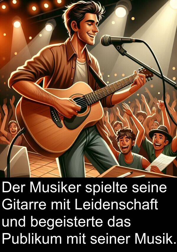Publikum: Der Musiker spielte seine Gitarre mit Leidenschaft und begeisterte das Publikum mit seiner Musik.