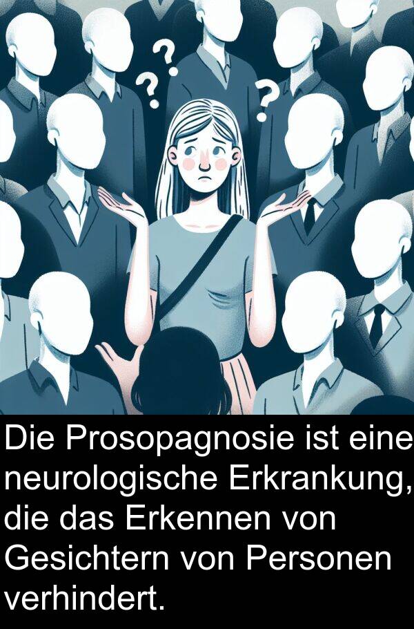 Prosopagnosie: Die Prosopagnosie ist eine neurologische Erkrankung, die das Erkennen von Gesichtern von Personen verhindert.