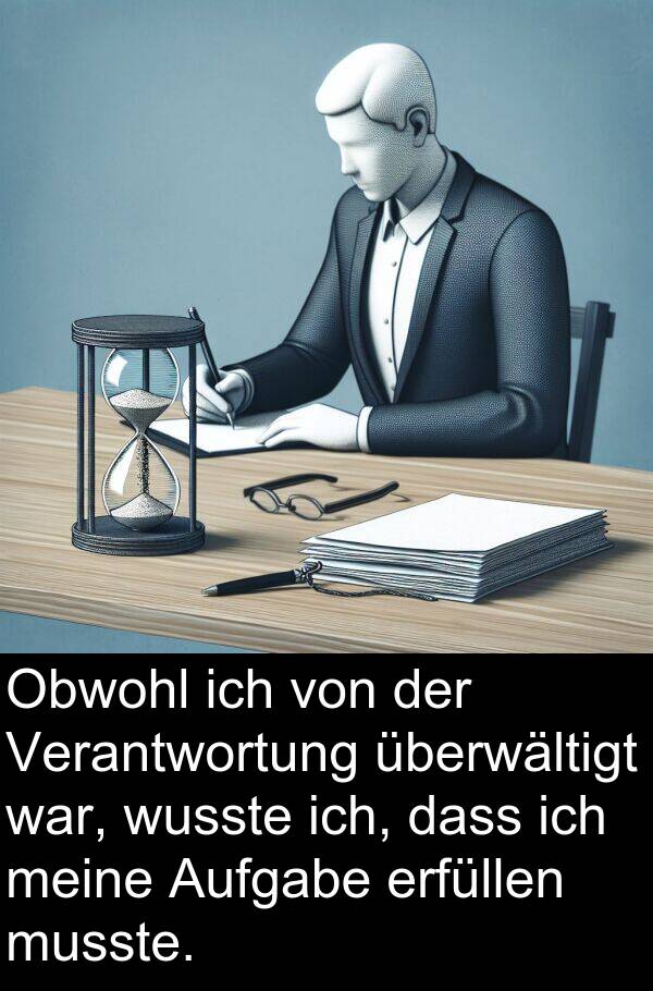 wusste: Obwohl ich von der Verantwortung überwältigt war, wusste ich, dass ich meine Aufgabe erfüllen musste.
