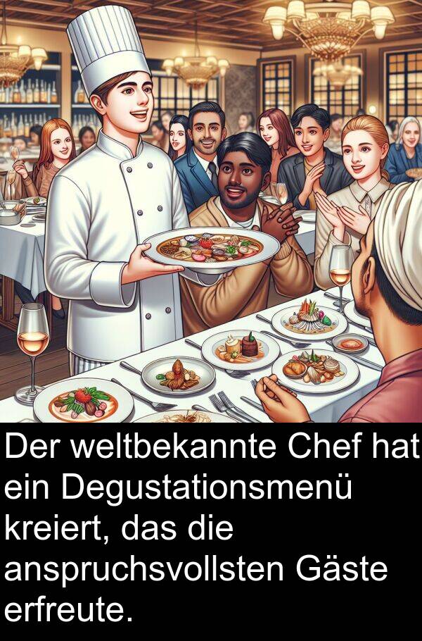 Degustationsmenü: Der weltbekannte Chef hat ein Degustationsmenü kreiert, das die anspruchsvollsten Gäste erfreute.
