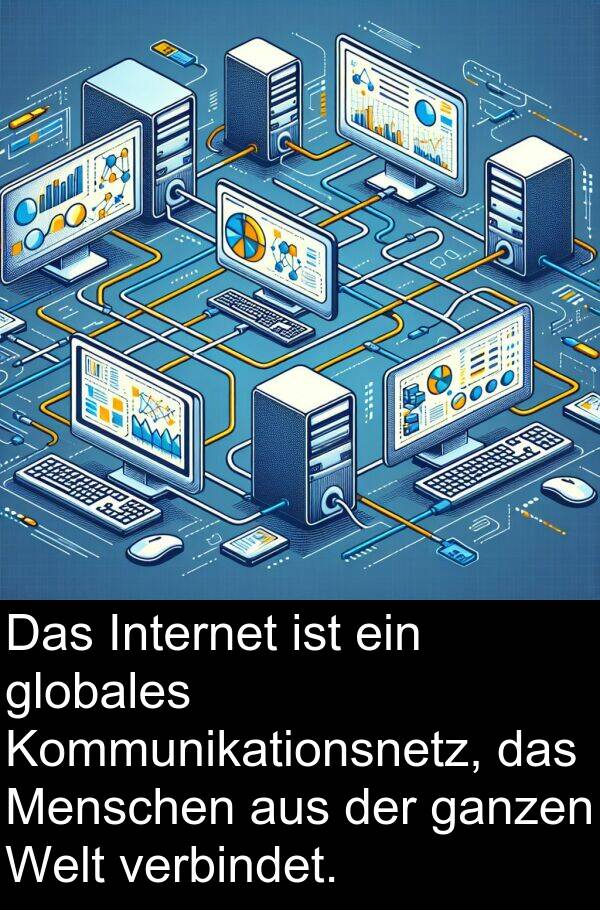 globales: Das Internet ist ein globales Kommunikationsnetz, das Menschen aus der ganzen Welt verbindet.