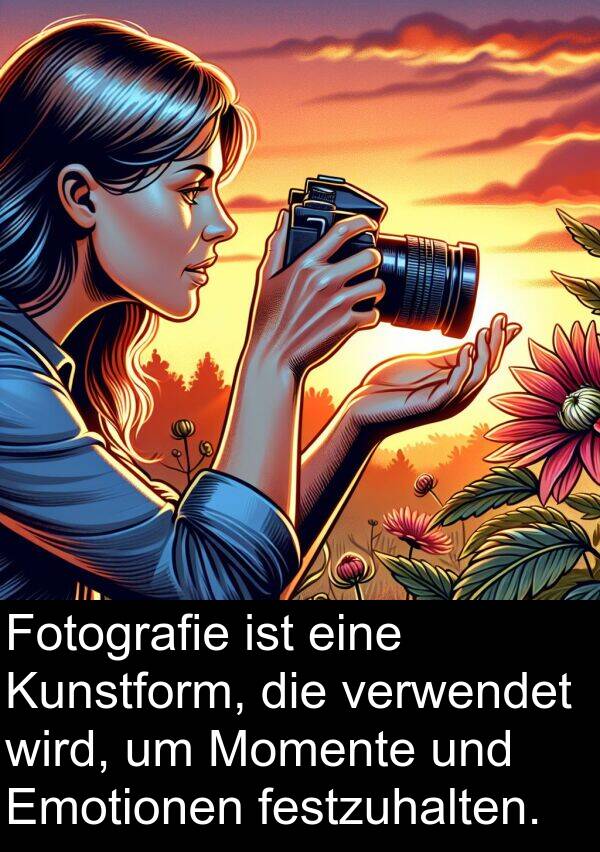 festzuhalten: Fotografie ist eine Kunstform, die verwendet wird, um Momente und Emotionen festzuhalten.