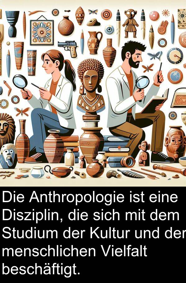 Disziplin: Die Anthropologie ist eine Disziplin, die sich mit dem Studium der Kultur und der menschlichen Vielfalt beschäftigt.