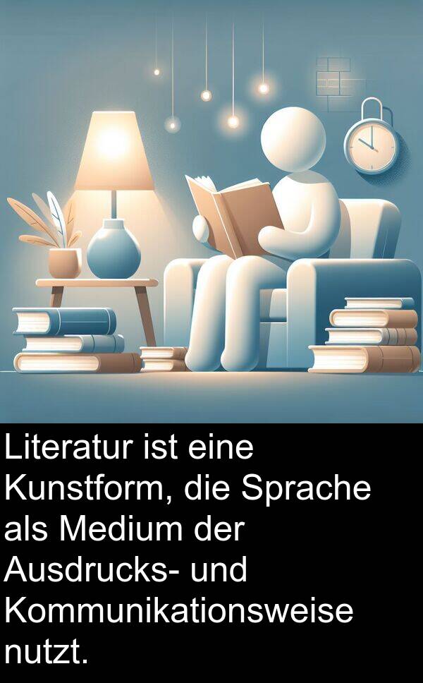 Literatur: Literatur ist eine Kunstform, die Sprache als Medium der Ausdrucks- und Kommunikationsweise nutzt.
