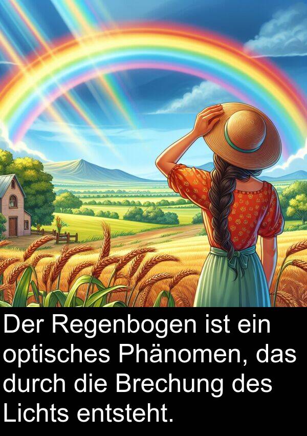 Lichts: Der Regenbogen ist ein optisches Phänomen, das durch die Brechung des Lichts entsteht.