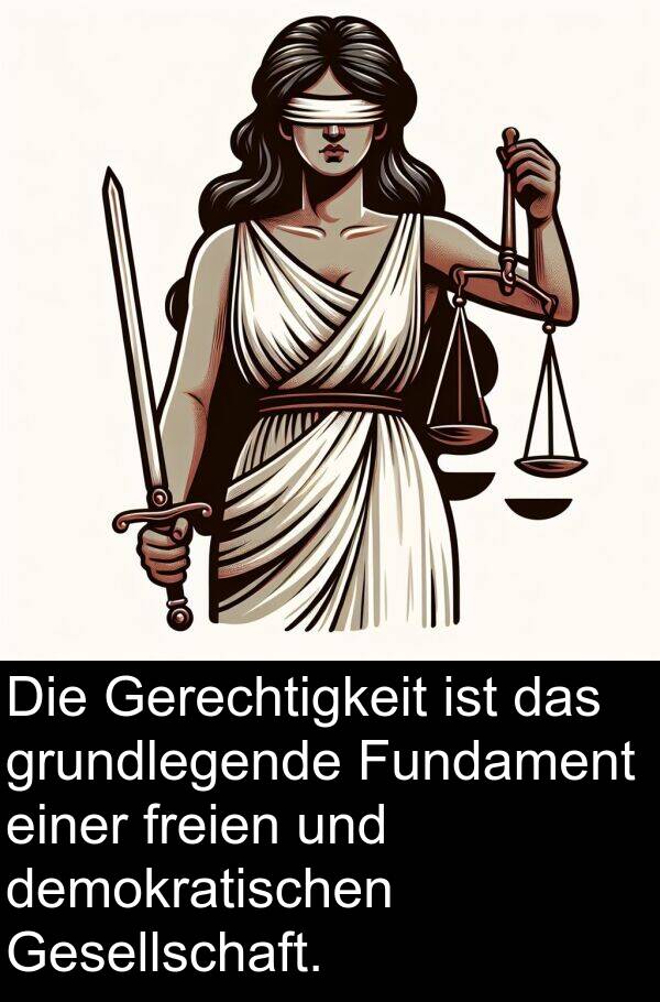 demokratischen: Die Gerechtigkeit ist das grundlegende Fundament einer freien und demokratischen Gesellschaft.