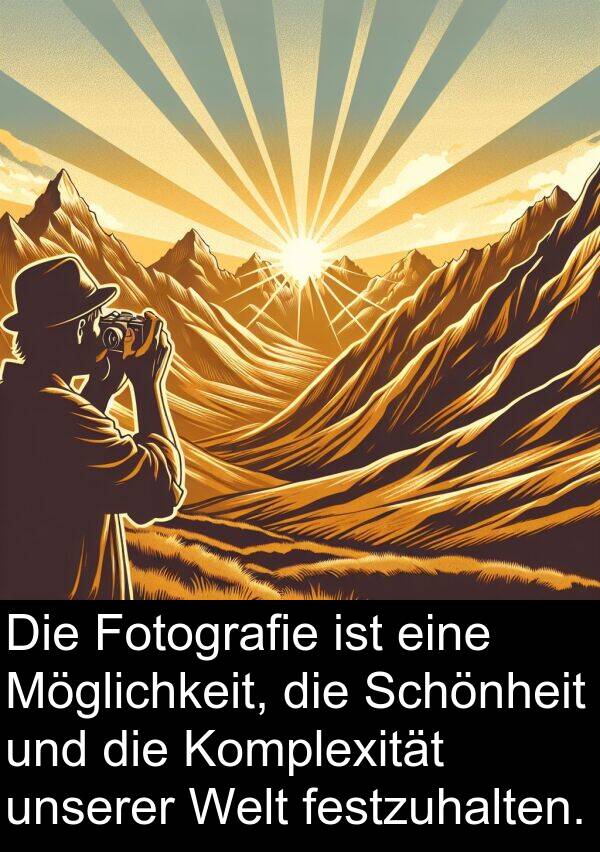 festzuhalten: Die Fotografie ist eine Möglichkeit, die Schönheit und die Komplexität unserer Welt festzuhalten.