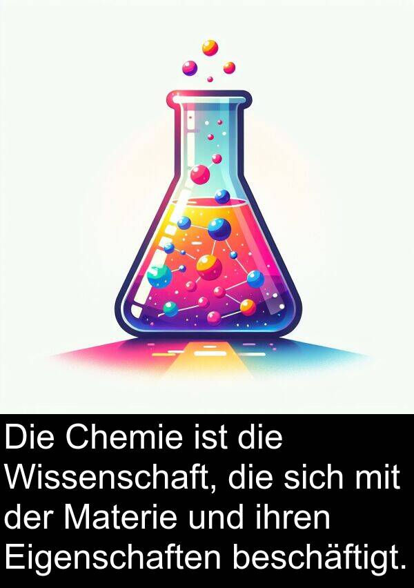 Chemie: Die Chemie ist die Wissenschaft, die sich mit der Materie und ihren Eigenschaften beschäftigt.