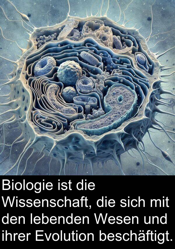 Wissenschaft: Biologie ist die Wissenschaft, die sich mit den lebenden Wesen und ihrer Evolution beschäftigt.