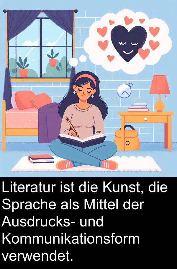 Literatur: Literatur ist die Kunst, die Sprache als Mittel der Ausdrucks- und Kommunikationsform verwendet.
