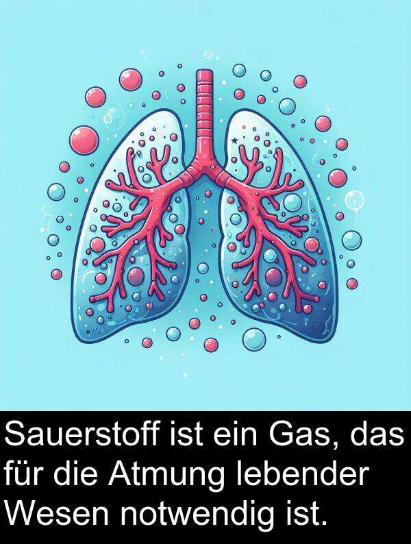 notwendig: Sauerstoff ist ein Gas, das für die Atmung lebender Wesen notwendig ist.