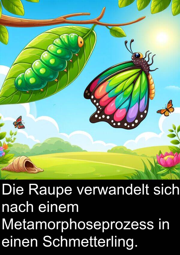 Raupe: Die Raupe verwandelt sich nach einem Metamorphoseprozess in einen Schmetterling.