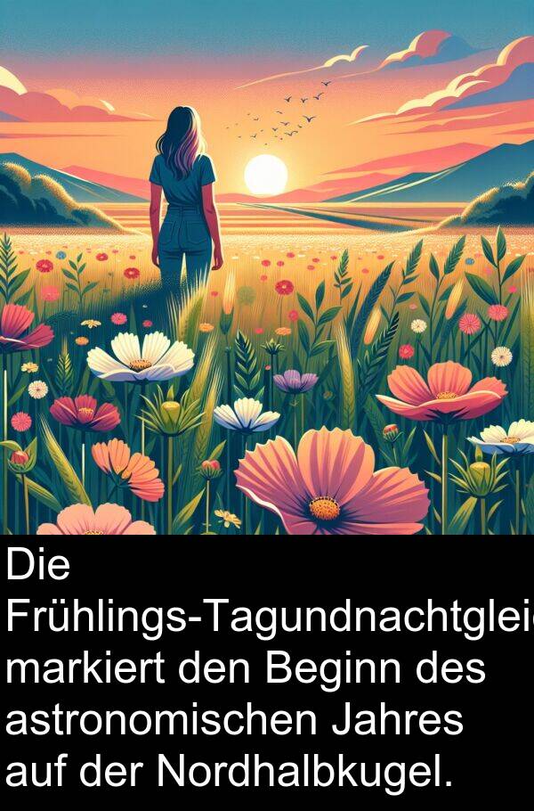 Jahres: Die Frühlings-Tagundnachtgleiche markiert den Beginn des astronomischen Jahres auf der Nordhalbkugel.