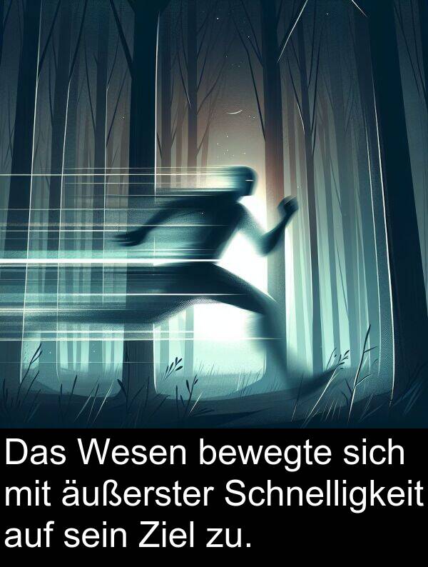 äußerster: Das Wesen bewegte sich mit äußerster Schnelligkeit auf sein Ziel zu.