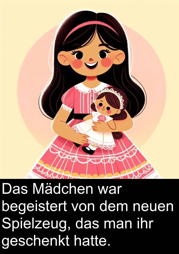 man: Das Mädchen war begeistert von dem neuen Spielzeug, das man ihr geschenkt hatte.
