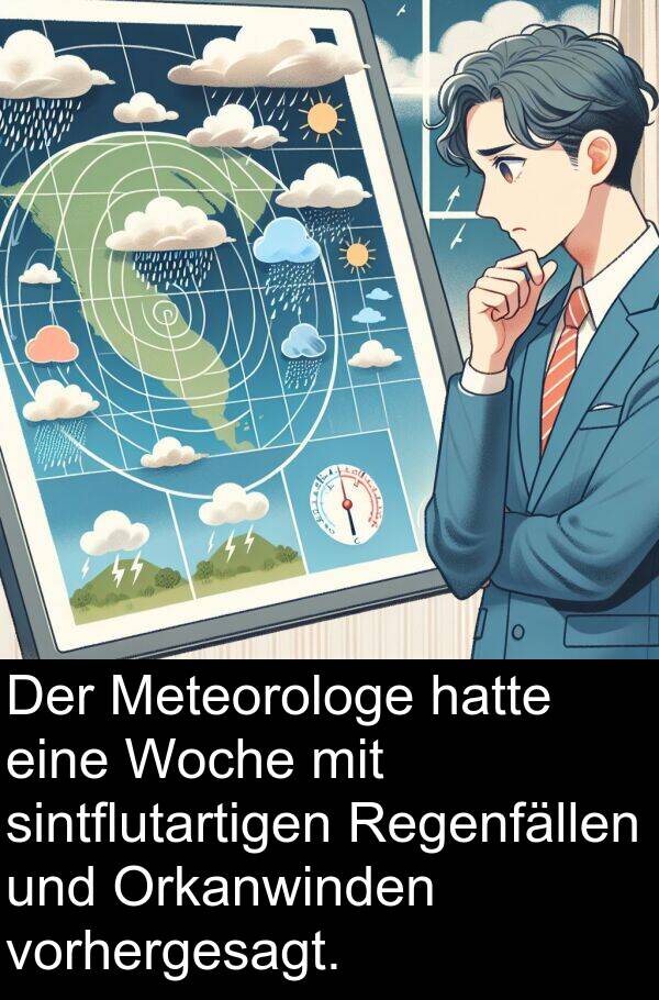 Woche: Der Meteorologe hatte eine Woche mit sintflutartigen Regenfällen und Orkanwinden vorhergesagt.