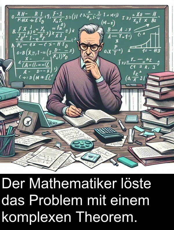 Problem: Der Mathematiker löste das Problem mit einem komplexen Theorem.