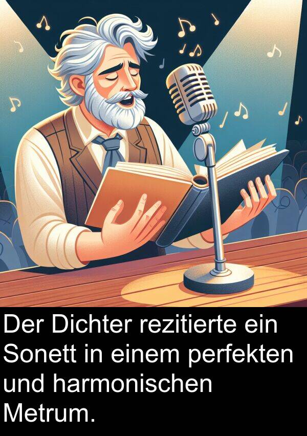 Dichter: Der Dichter rezitierte ein Sonett in einem perfekten und harmonischen Metrum.