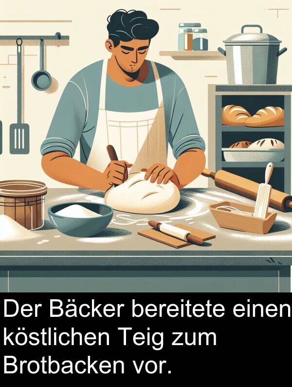 zum: Der Bäcker bereitete einen köstlichen Teig zum Brotbacken vor.