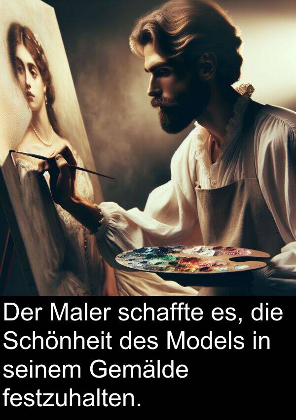 festzuhalten: Der Maler schaffte es, die Schönheit des Models in seinem Gemälde festzuhalten.