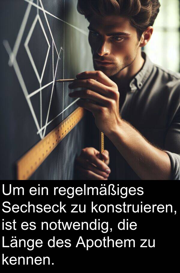 Apothem: Um ein regelmäßiges Sechseck zu konstruieren, ist es notwendig, die Länge des Apothem zu kennen.