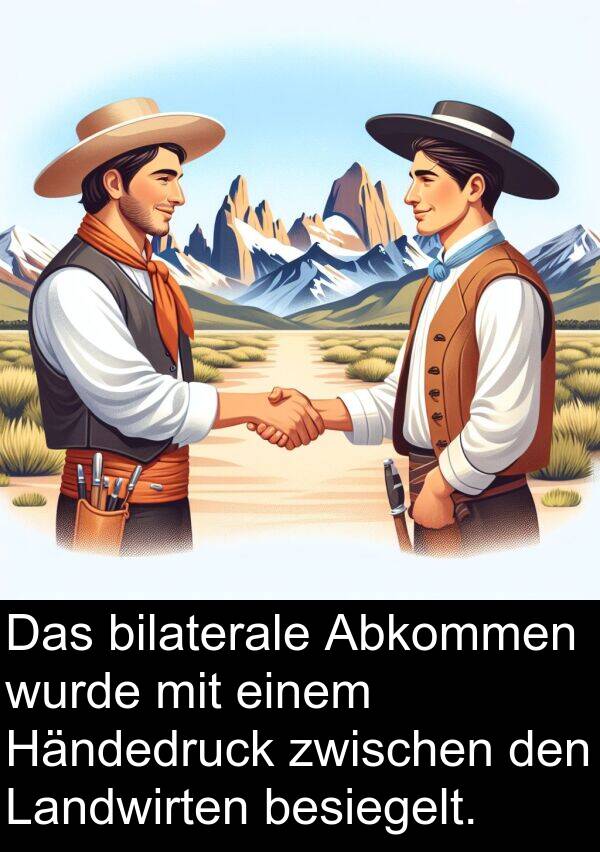 bilaterale: Das bilaterale Abkommen wurde mit einem Händedruck zwischen den Landwirten besiegelt.